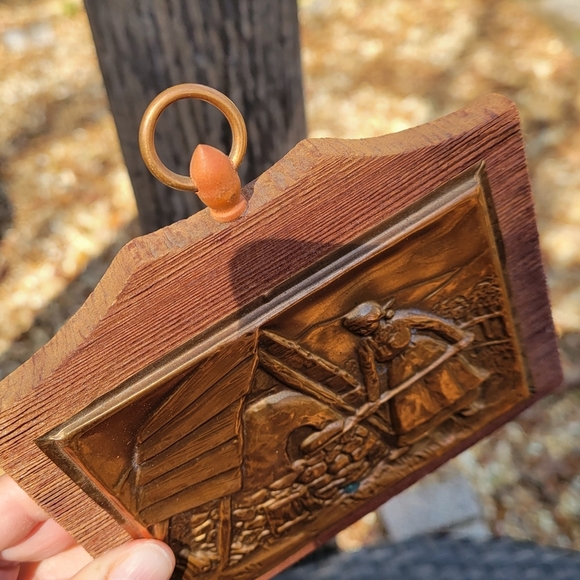 Vintage Fait au Quebec Hammered Copper Breadmaker & Fireplace Scene by A Nadeau - Picture 6 of 12